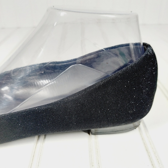 NATURALIZER N5 Comfort "Applause" Black Patent Cap Toe Glitter Sides Flats E557 - Picture 10 of 14